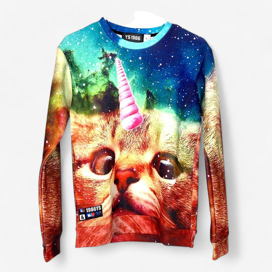 Unisex Unikitty Graphic Sweatshirt - Kitten Cat Unicorn Design - Long Sleeve - Size M