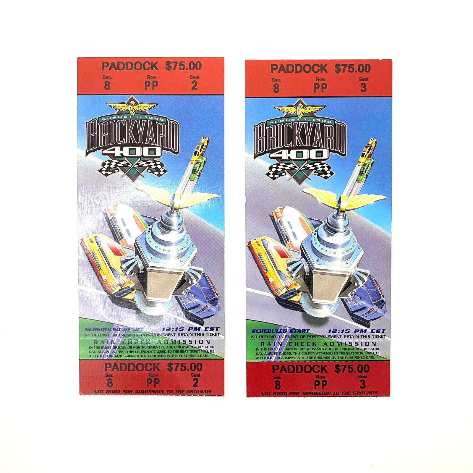 1999 Brickyard 400 Indianapolis Motor Speedway Ticket Stubs, Pair of -  | Buy at Parsimony Shoppes