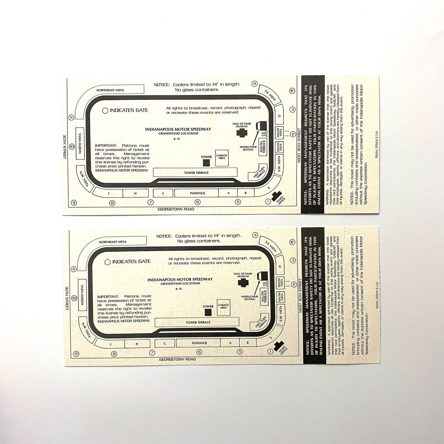 1999 Brickyard 400 Indianapolis Motor Speedway Ticket Stubs, Pair of -  | Buy at Parsimony Shoppes