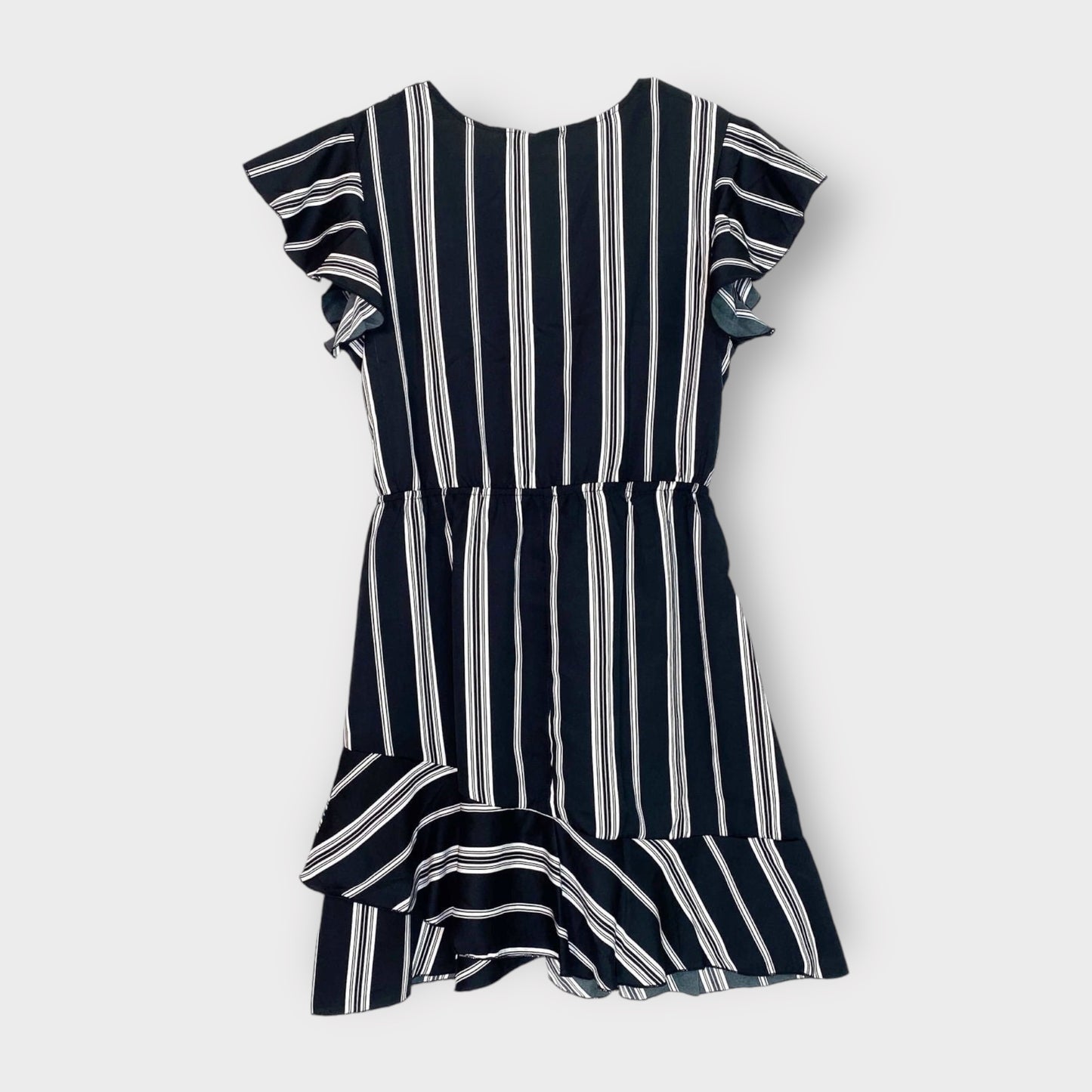 Bailey Blue Women's Tie-Front Ruffle Dress - Black & White Striped, Size L