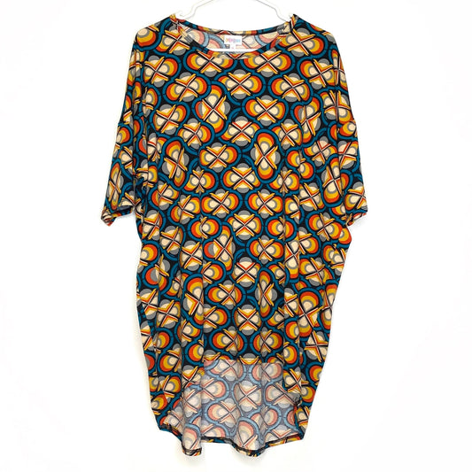 LuLaRoe Womens Size XL Irma Yellow/Orange/Blue Geometric S/s Top NWT