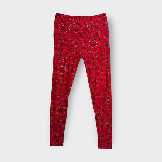 LuLaRoe Leggings | TC (12-18) | Red Unicycles/Bicycles Print | New