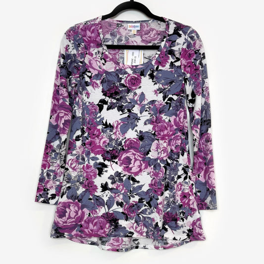 LuLaRoe Vault | Lynnae High-Low L/s Top | Size: XXS (00-0) | Purple/Multicolor | Floral | NWT