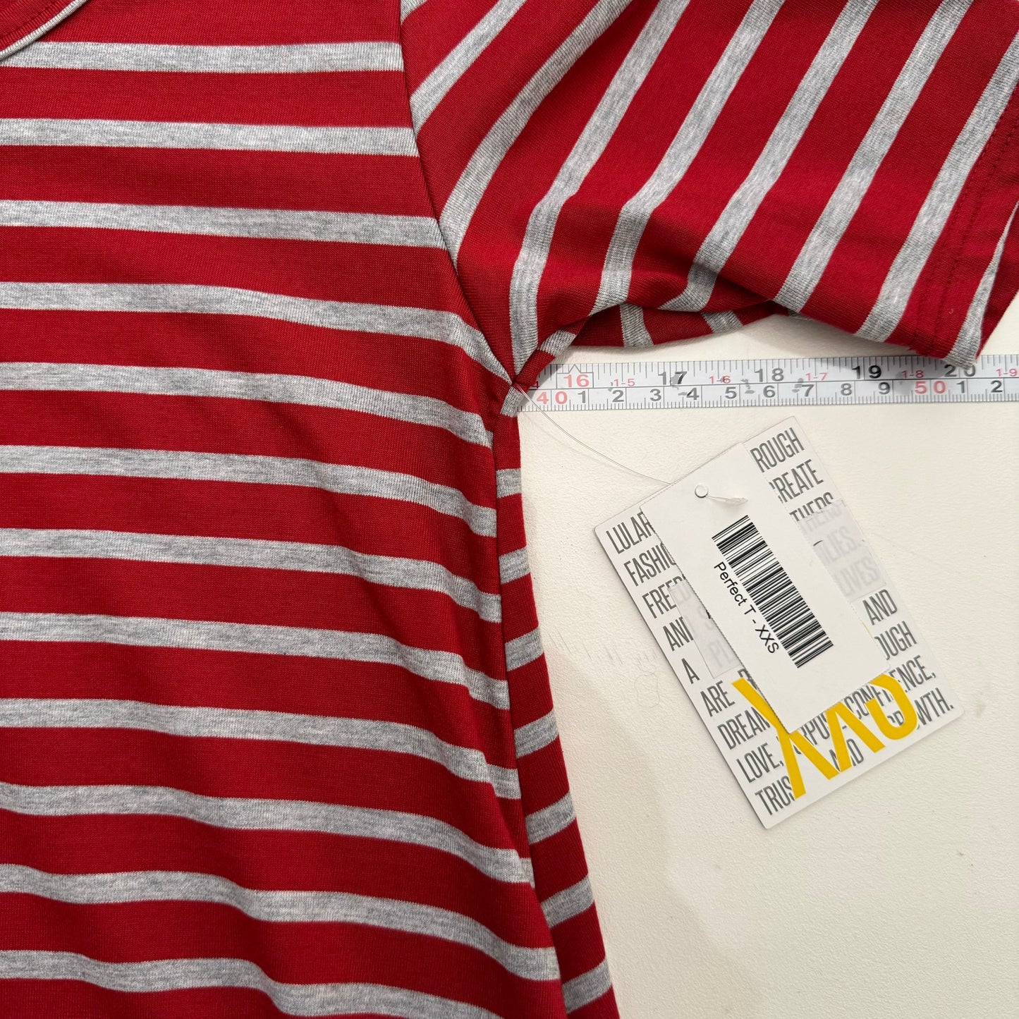 LuLaRoe Vault | Perfect T Swing Top | Size: XXS (0-6) | Color: Red/Gray | Striped | NWT