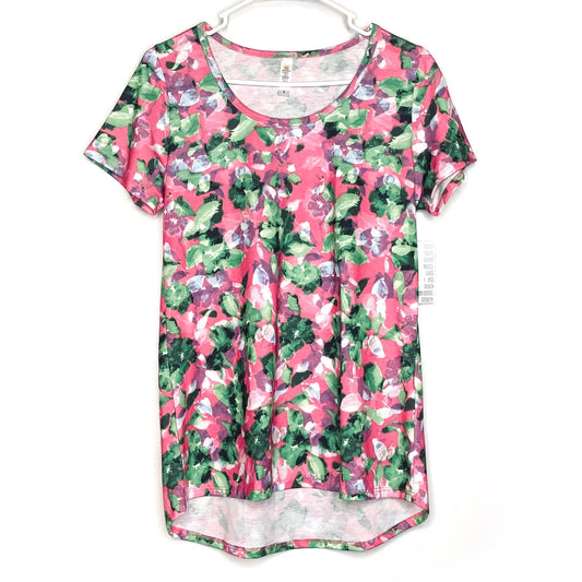 LuLaRoe Womens S Green/Pink Floral Classic T Activewear Top S/s NWT