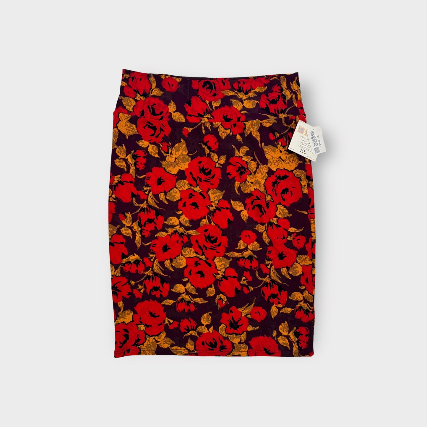 LuLaRoe Cassie Pencil Skirt | XL (18-20) | Purple/Red | ROSES | NWT