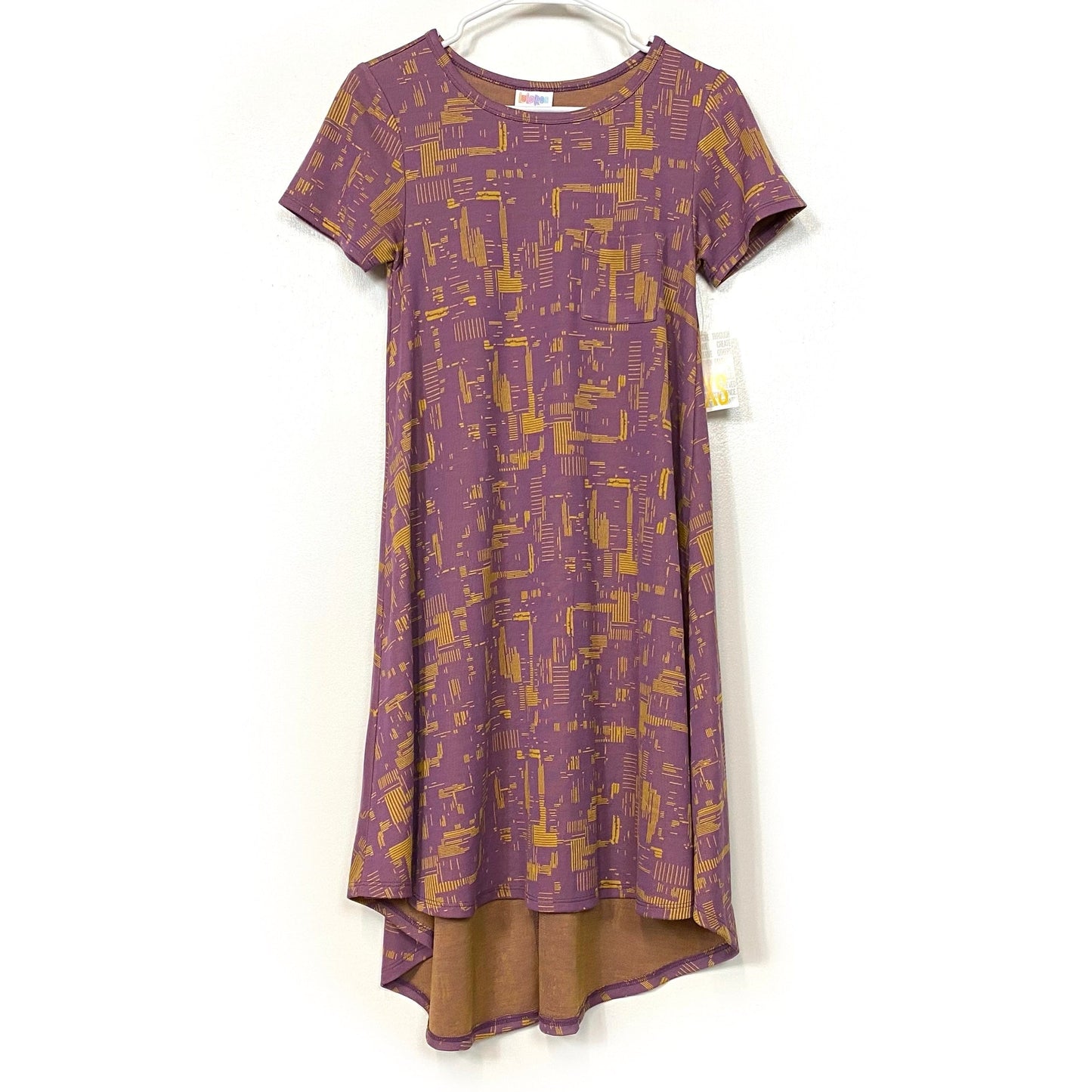 LuLaRoe Womens XXS Purple/Yellow Abstract 'Carly' S/s Swing Dress NWT