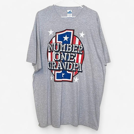 Men's #1 Dad and Grandpa Father's Day Gray Crew Neck T-Shirt - Size 2XL