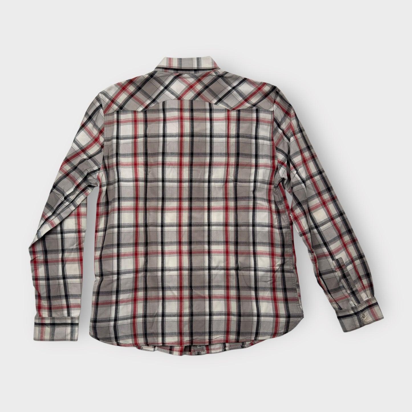 Levi’s Mens Size L White Red Black Plaid Modern Western Shirt Snap Up L/s