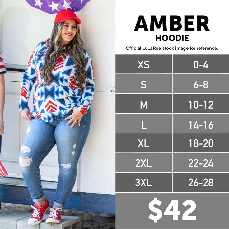 LuLaRoe Vault | Amber Lightweight Hoodie | 2XL (22-24) | Red/Blue | Colorblock | NWT