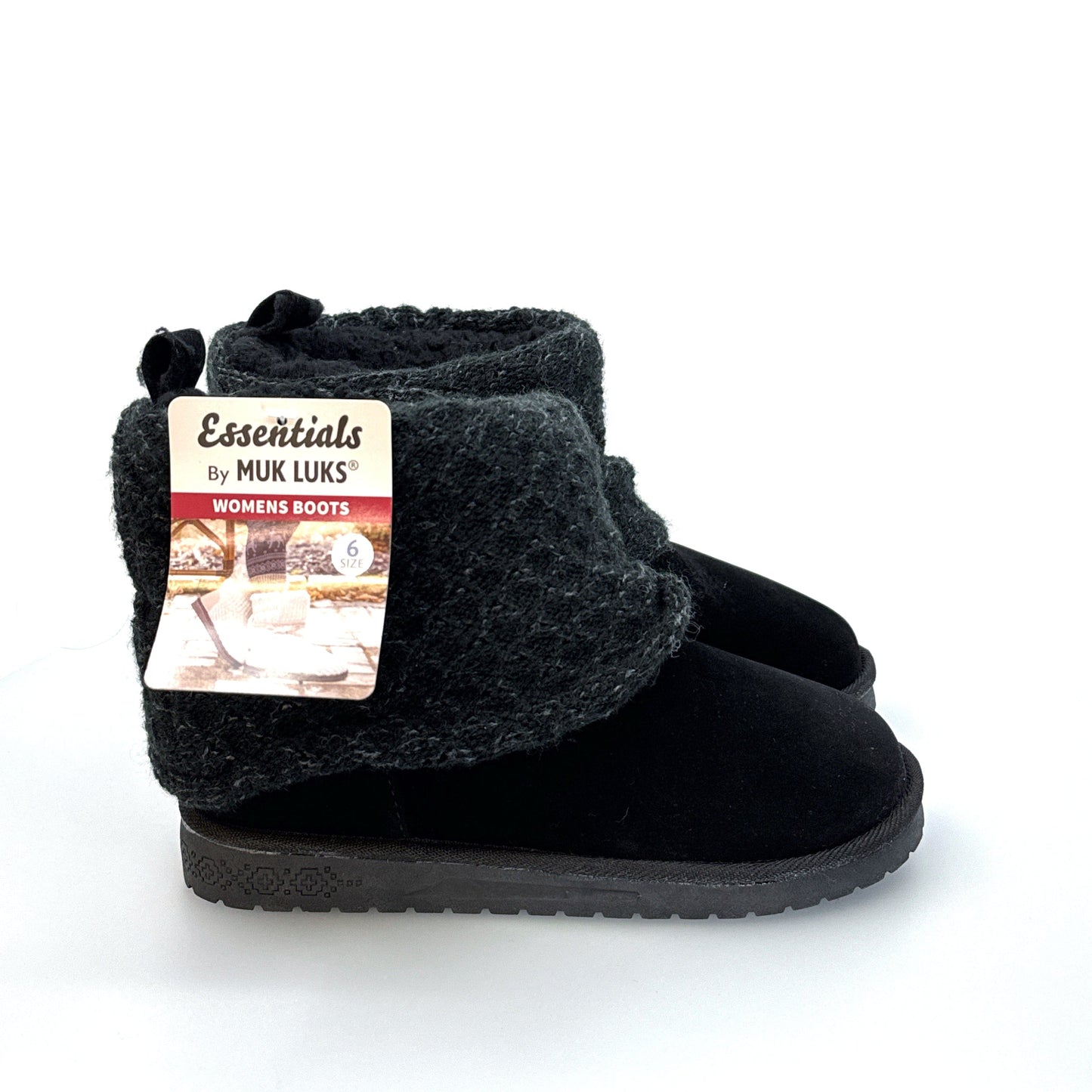 Muk Luks Essentials | Womens Laurel Boot | Color: Black/Dark Gray | Size: 6 | NWT