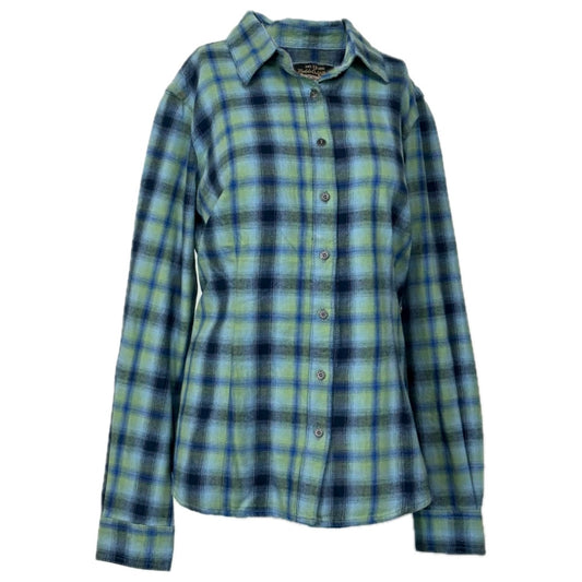 Noble Outfitters | Womens Flannel L/s Shirt | Color: Slate Green/Royal Plaid | NW
