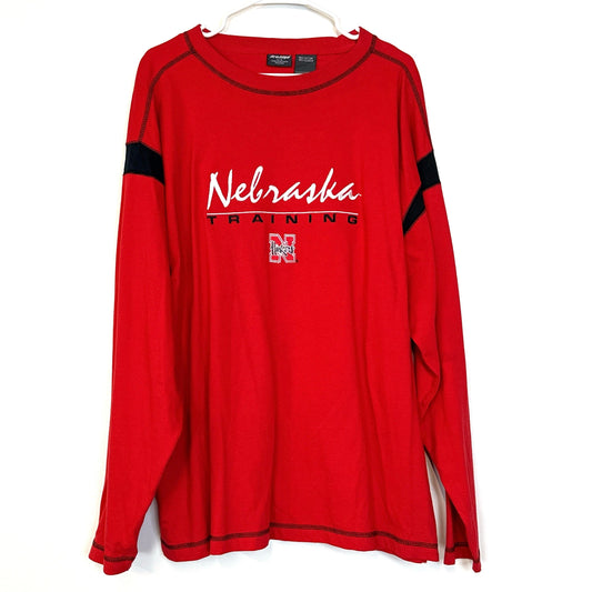 Pro Edge Mens Size XL Black/Red Nebraska Huskers Training T-Shirt L/s Pre-Owned