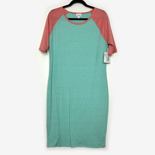 LuLaRoe Julia Bodycon Dress | XL (16-18) | Green/Pink | Colorblock | NWT