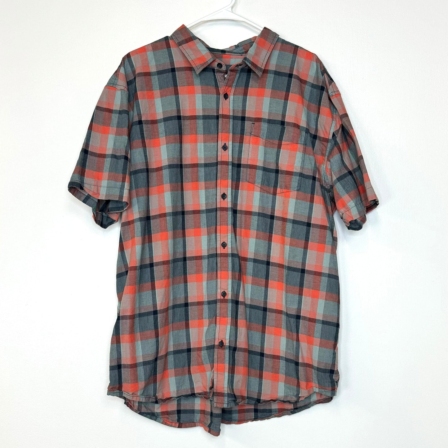 Prana | Mens S/s Plaid Button-Up Casual Shirt | Color: Gray/Black | Size: XX-Large | Pre-Owned