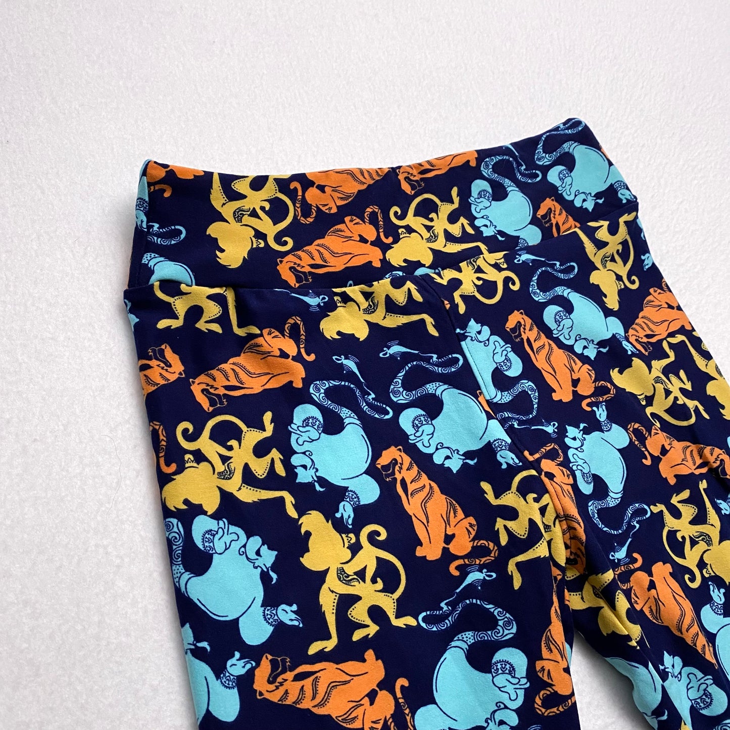 LuLaRoe Disney One Size (OS 2-10) Leggings | Dark Blue Aladdin Genie, Rajah & Abu Print | Soft & Stretchy | NWT