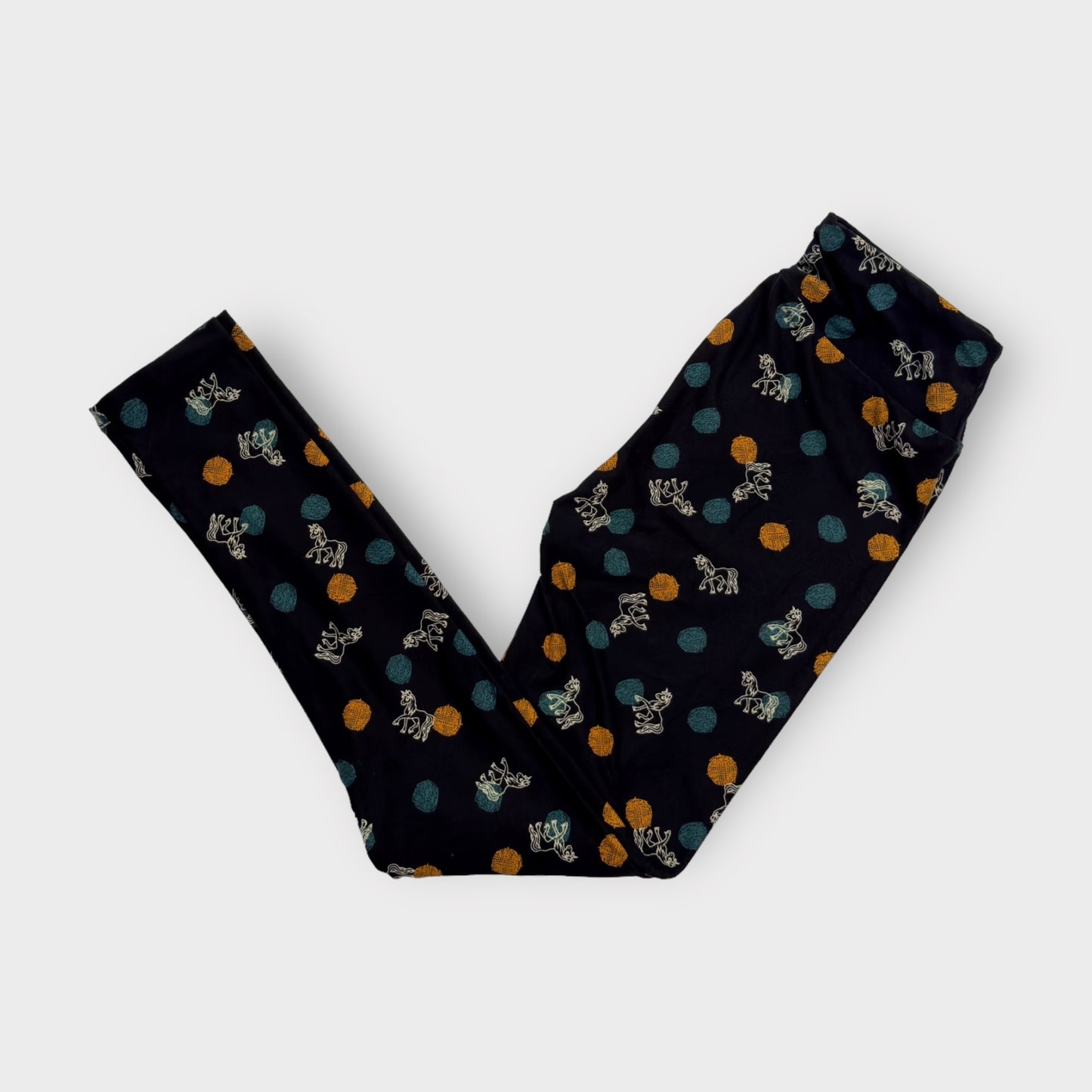 LuLaRoe Leggings | OS (2-10) | Black w/Unicorns & Spots | Buttery Soft | New