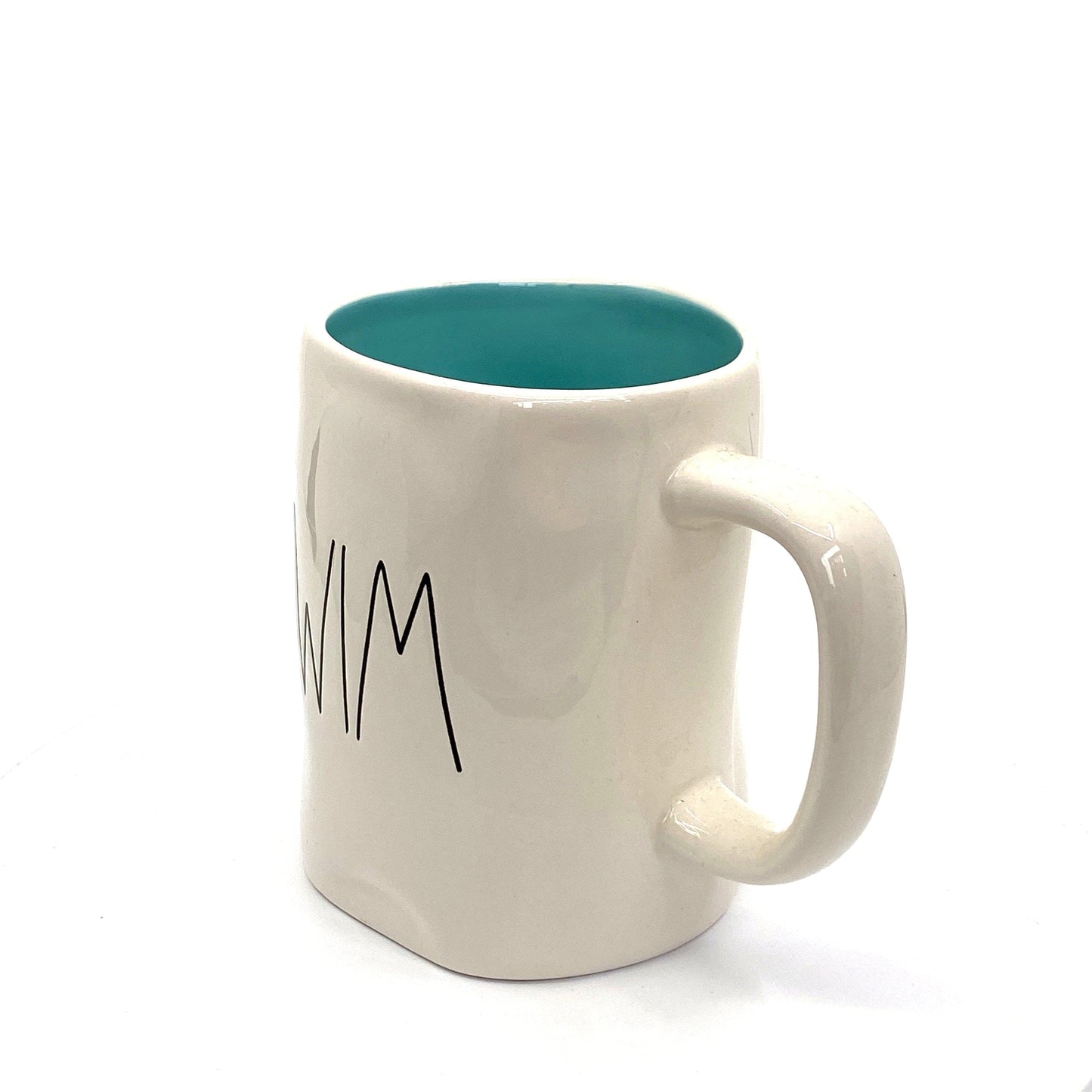 Rae Dunn Artisan Collection ‘SWIM’ Large Letter White/Blue Coffee Cup Mug By Magenta