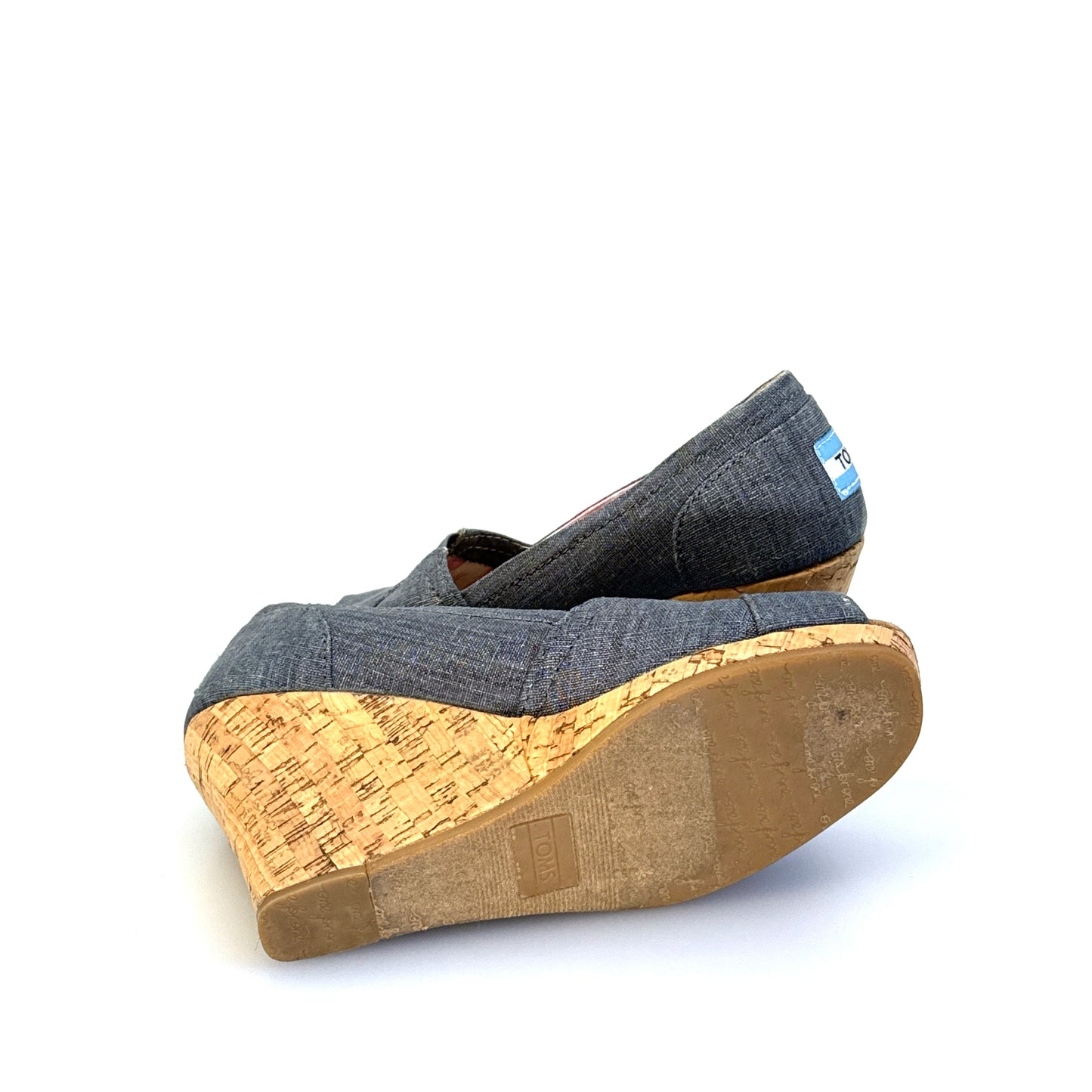 Toms | Womens Denim Wedge Cork Heel Shoes | Color: Blue | Size: 5 | GUC