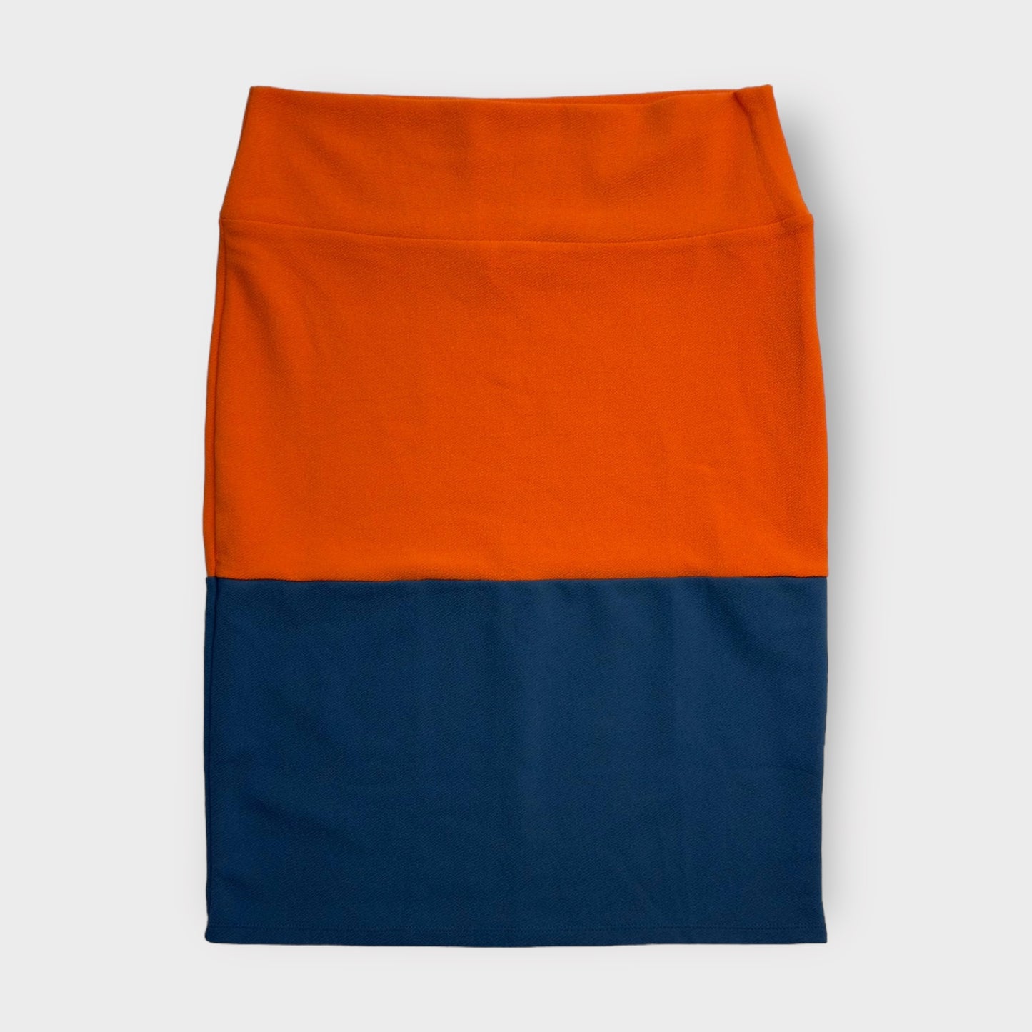 LuLaRoe Cassie Pencil Skirt | XL (18-20) | Orange/Blue Colorblock | NWT