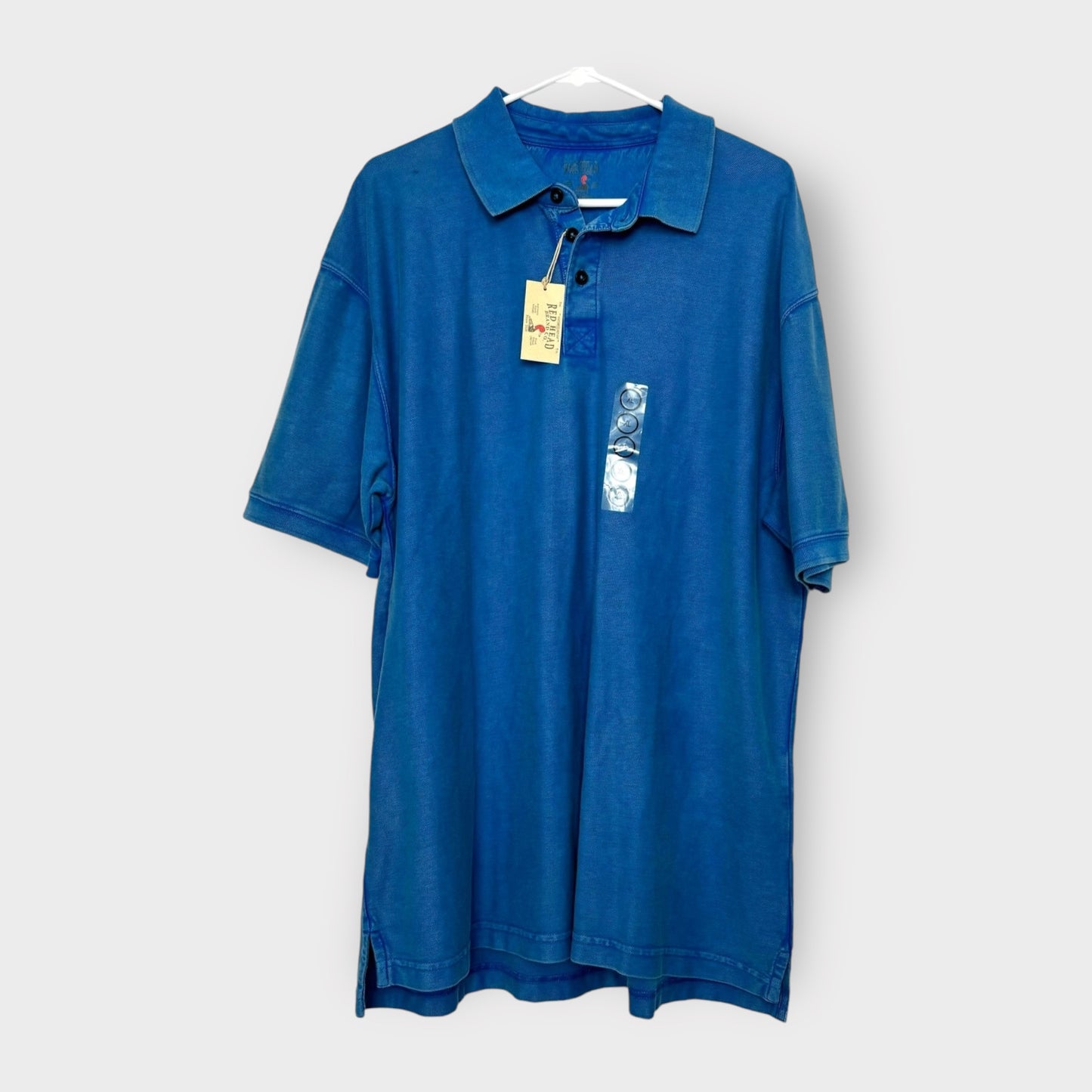 RedHead | Mens 3-Button Classic Polo Shirt | XL | Bright Blue | 100% Cotton | NWT