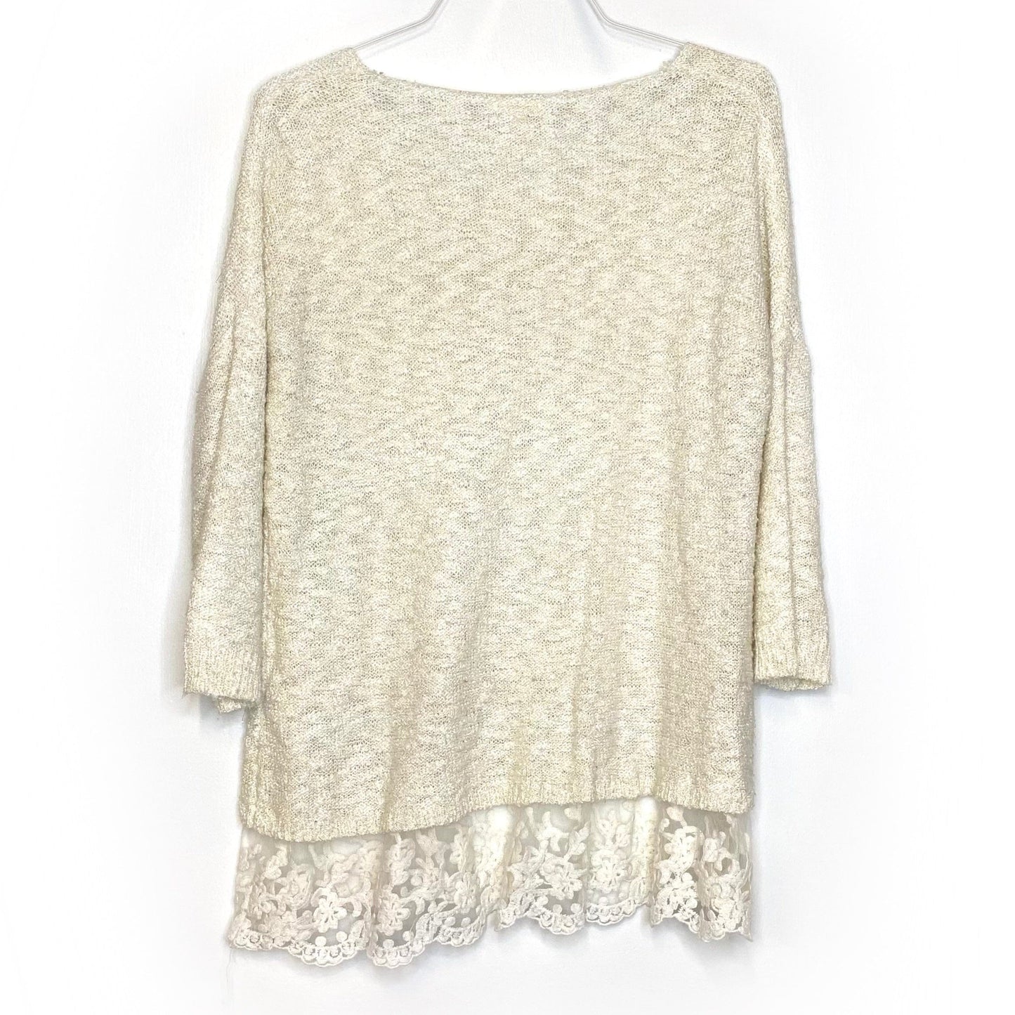 Dylan Womens Size M Cream Soft Sweater Top Lace L/s EUC