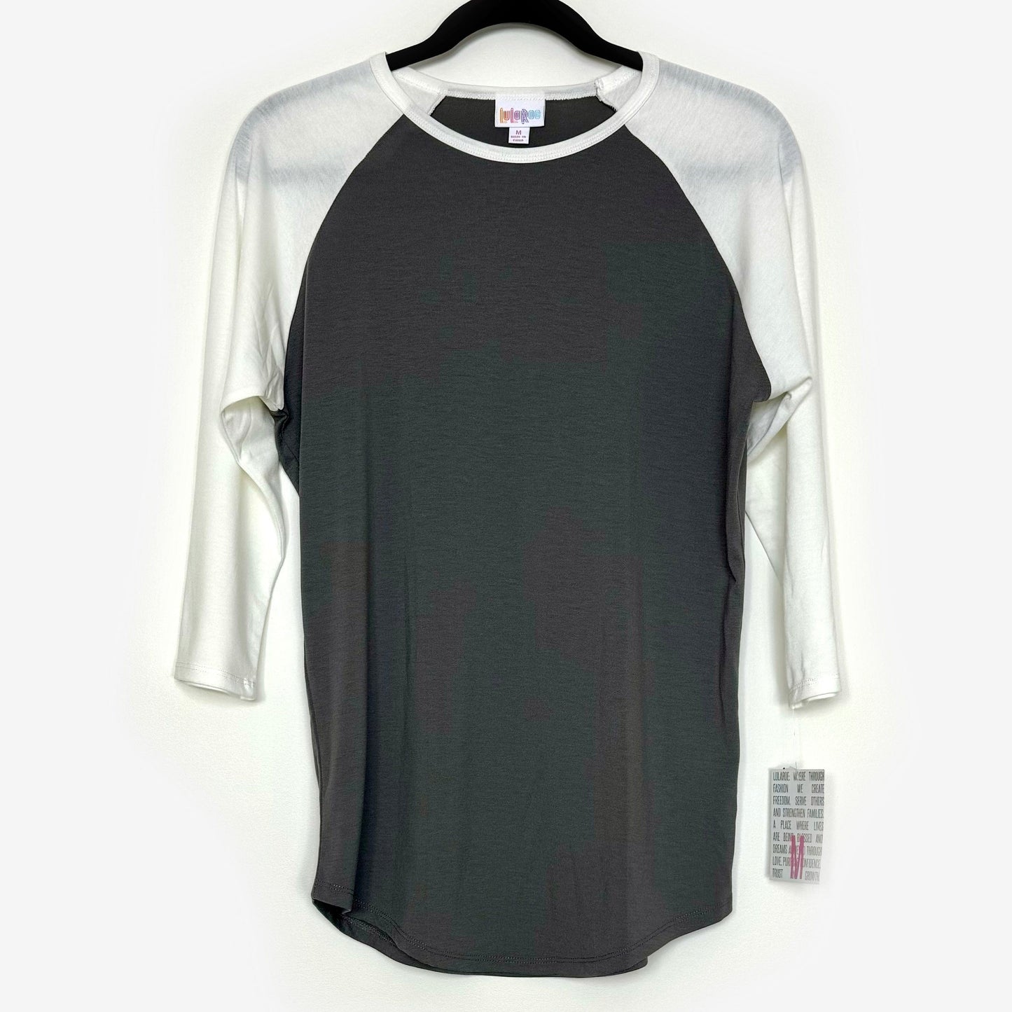 LuLaRoe Vault | Randy Unisex Raglan Tee | Size: M | Color: Gray/White | Watercolor | NWT