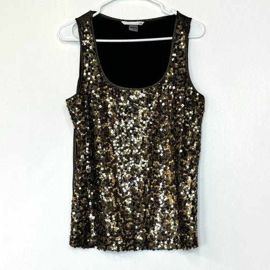 Peter Nygård | Sleeveless Sequined Party Top | Color: Gold/Black | Size: M | EUC