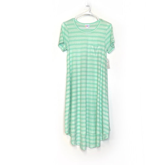 LuLaRoe Womens S White/Green Graduated Stripes 'Carly' S/s Swing Dress NWT