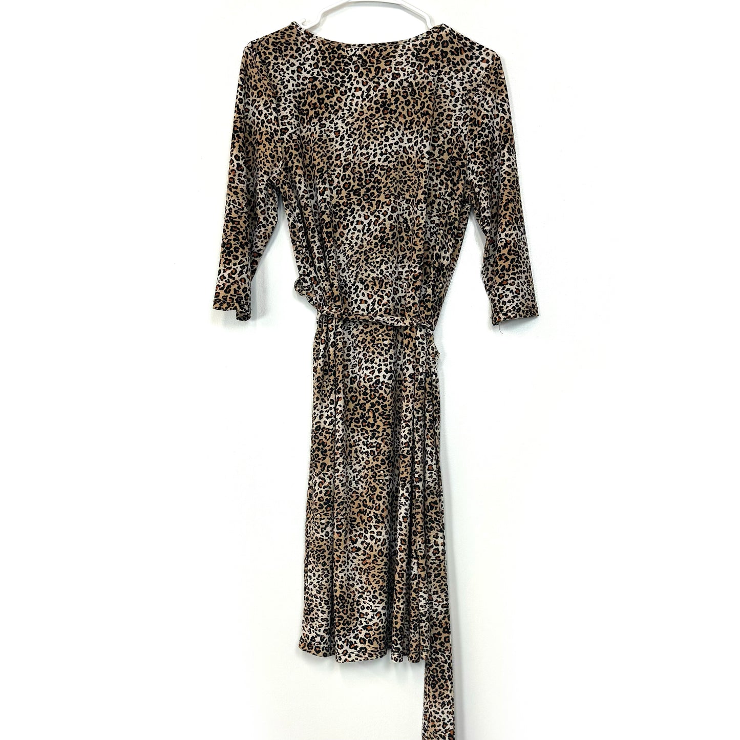 Christine V | Womens Leopard Print Wrap Dress | Color: Black/Brown | Size: XL | Pre-Owned