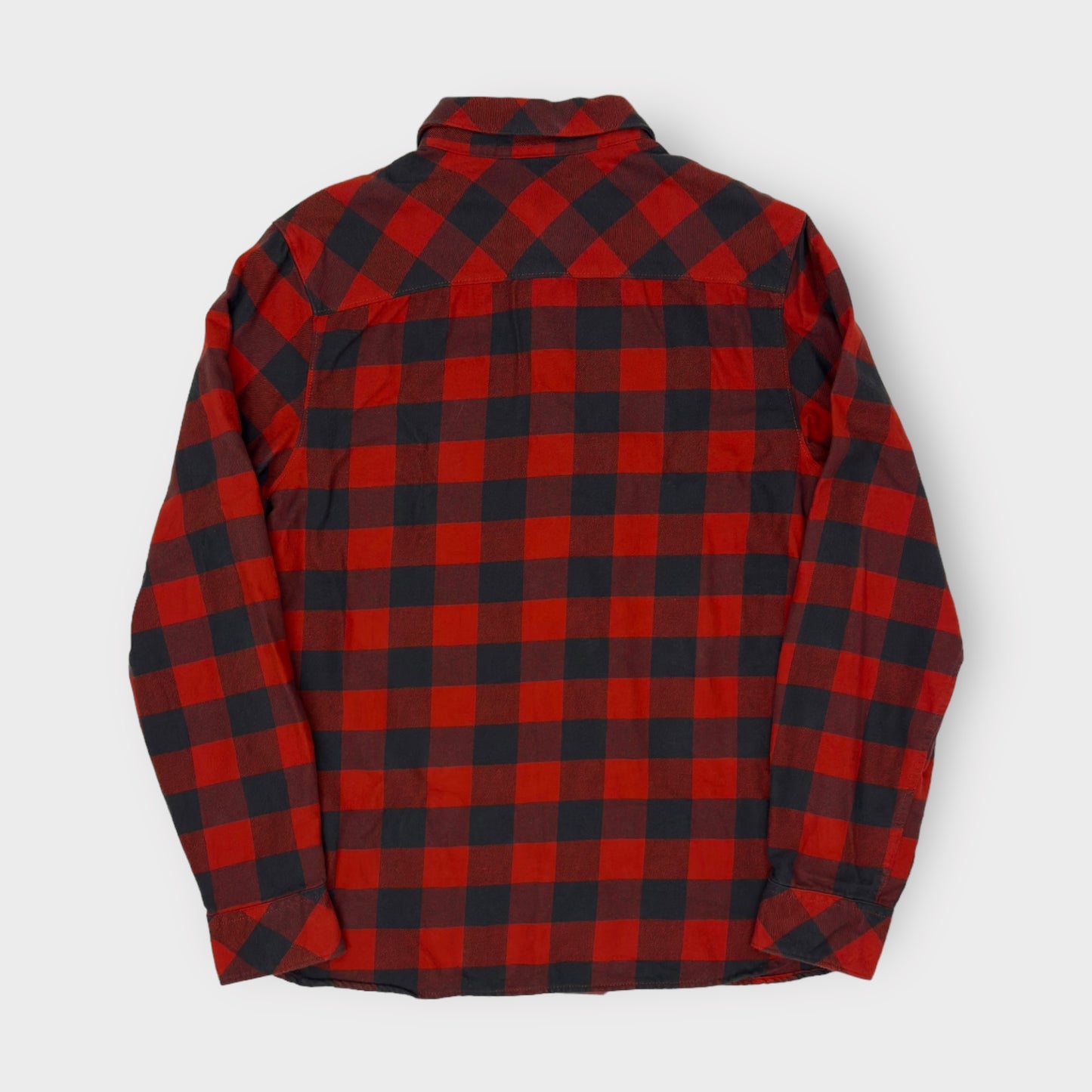 Men's Flannel Shirt - Size M - Black/Red Plaid - Long Sleeve Button-Up