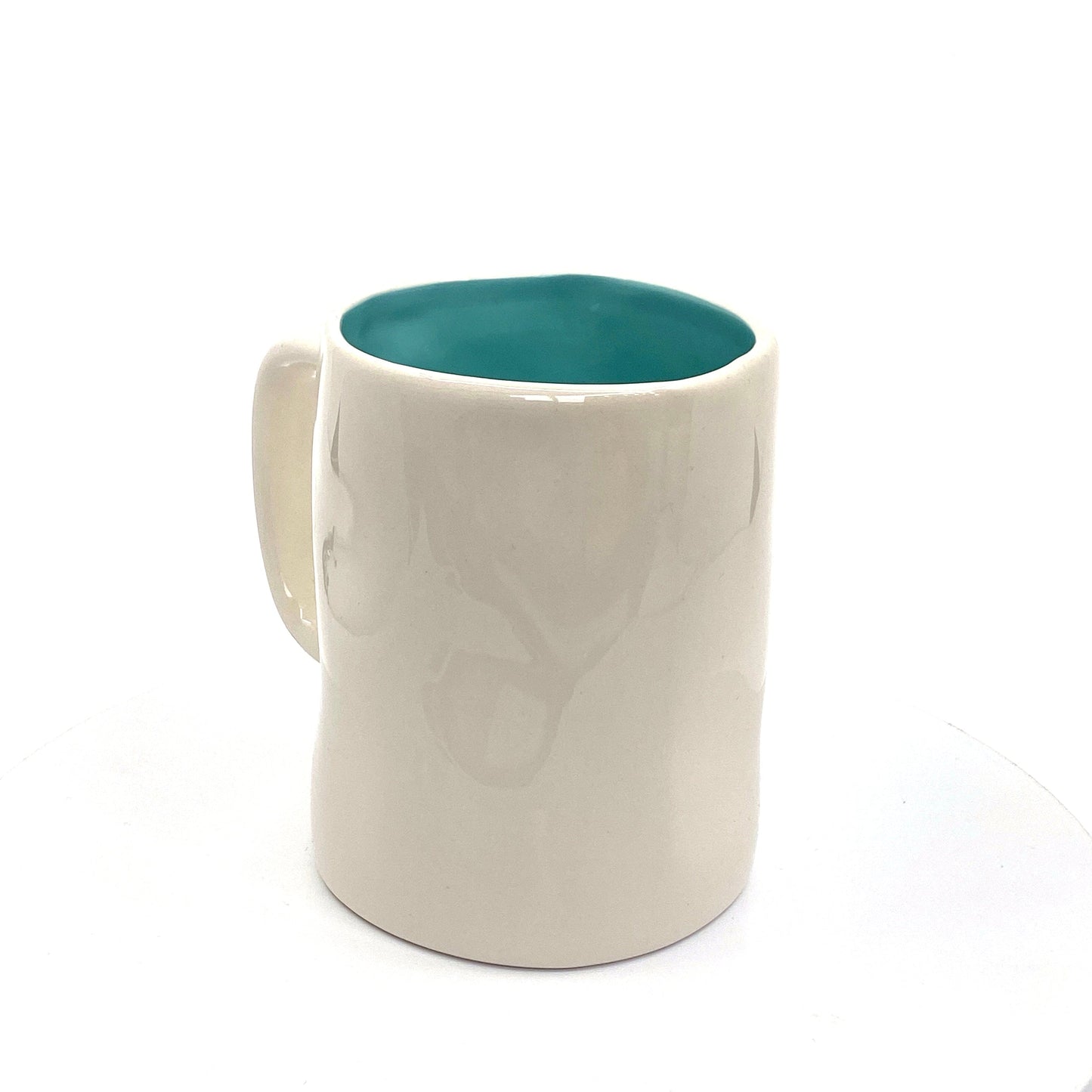 Rae Dunn Artisan Collection ‘SWIM’ Large Letter White/Blue Coffee Cup Mug By Magenta