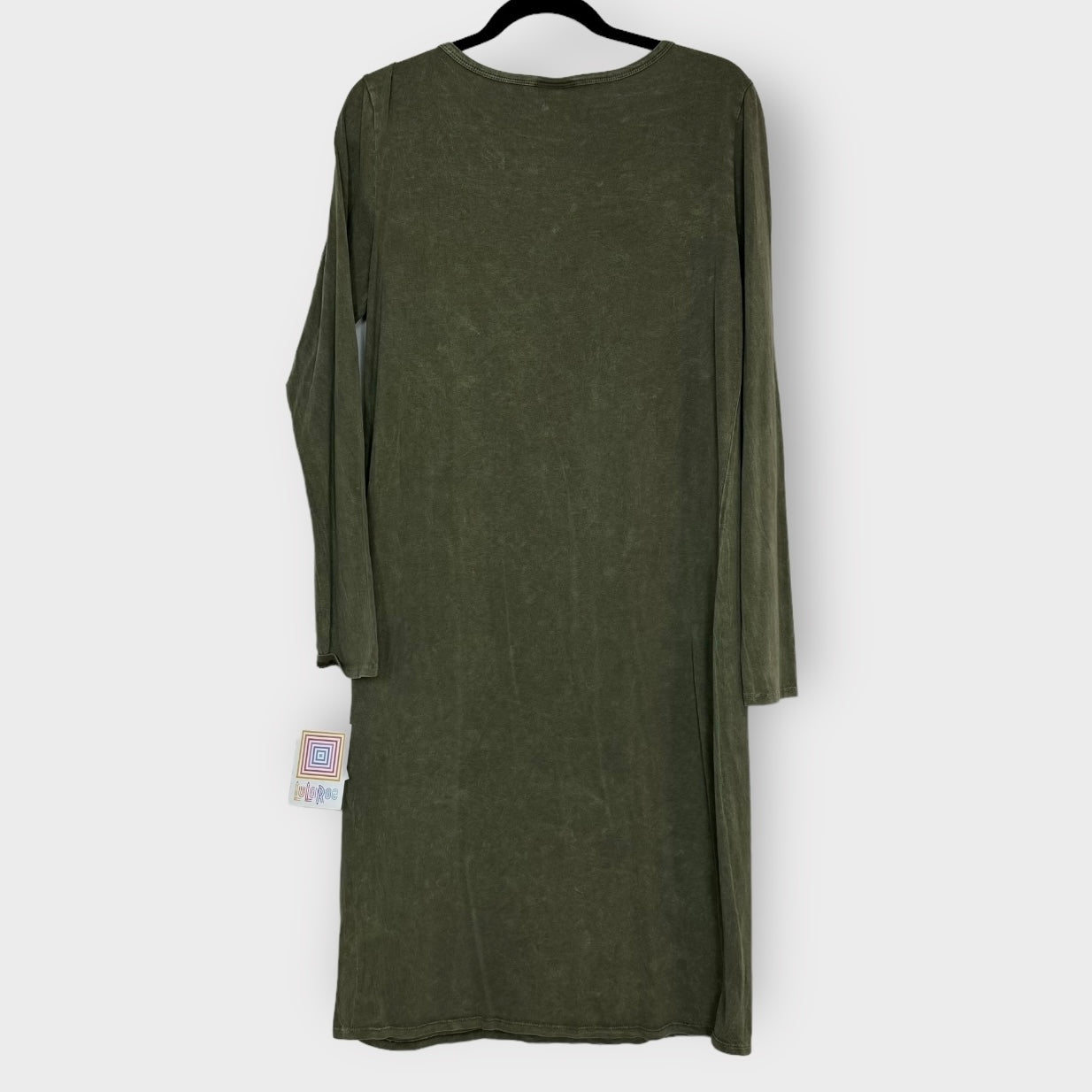 LuLaRoe Vault | Debbie L/s Sheath Dress | XL (18-20) | Olive Green | Stone-Washed | NWT