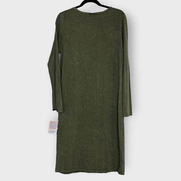 Lularoe Debbie XL Olive Green Stone-Washed Sheath Dress