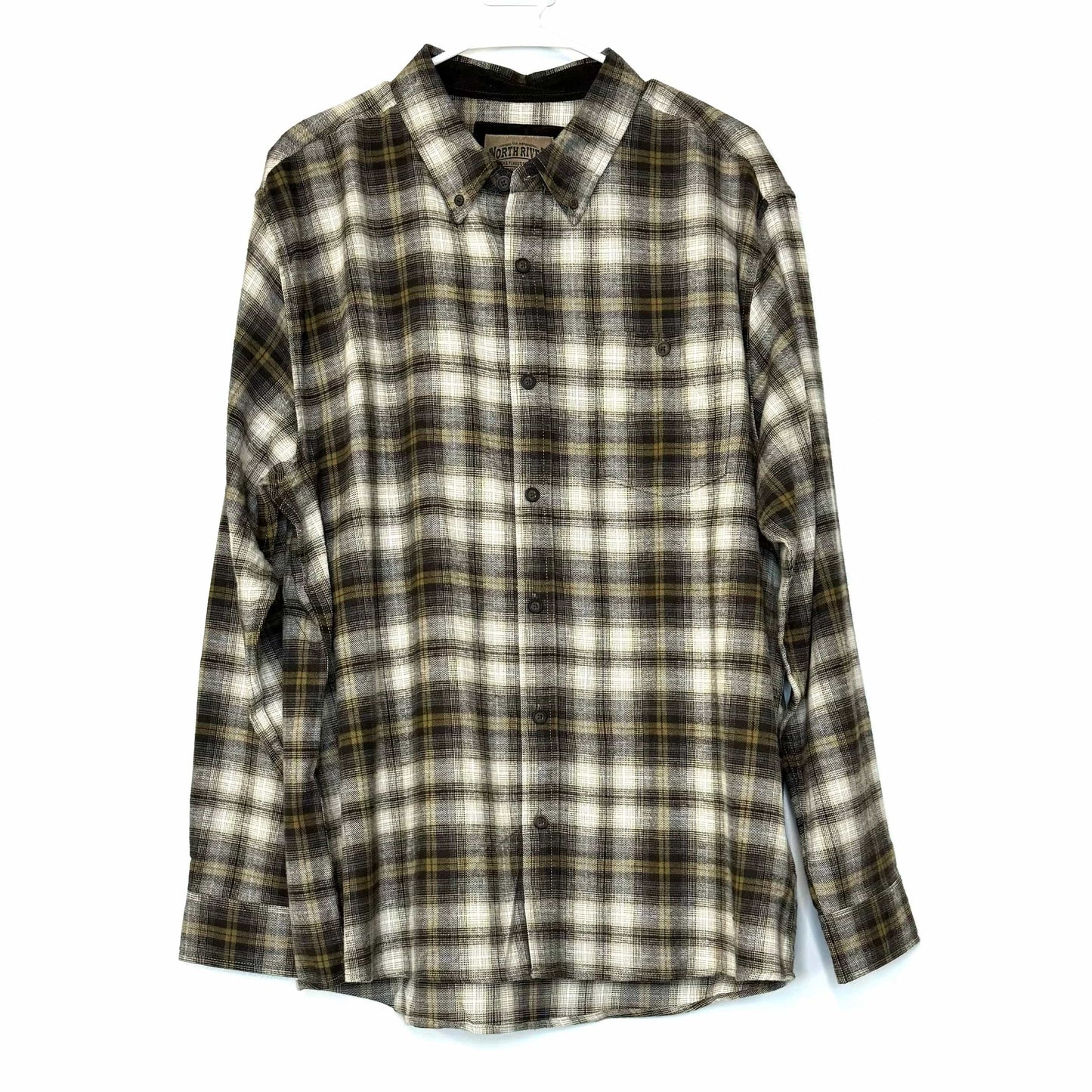 North River | Plaid Print Button-Down Flannel L/s Shirt | Color: Butternut | Size: XL | NWT