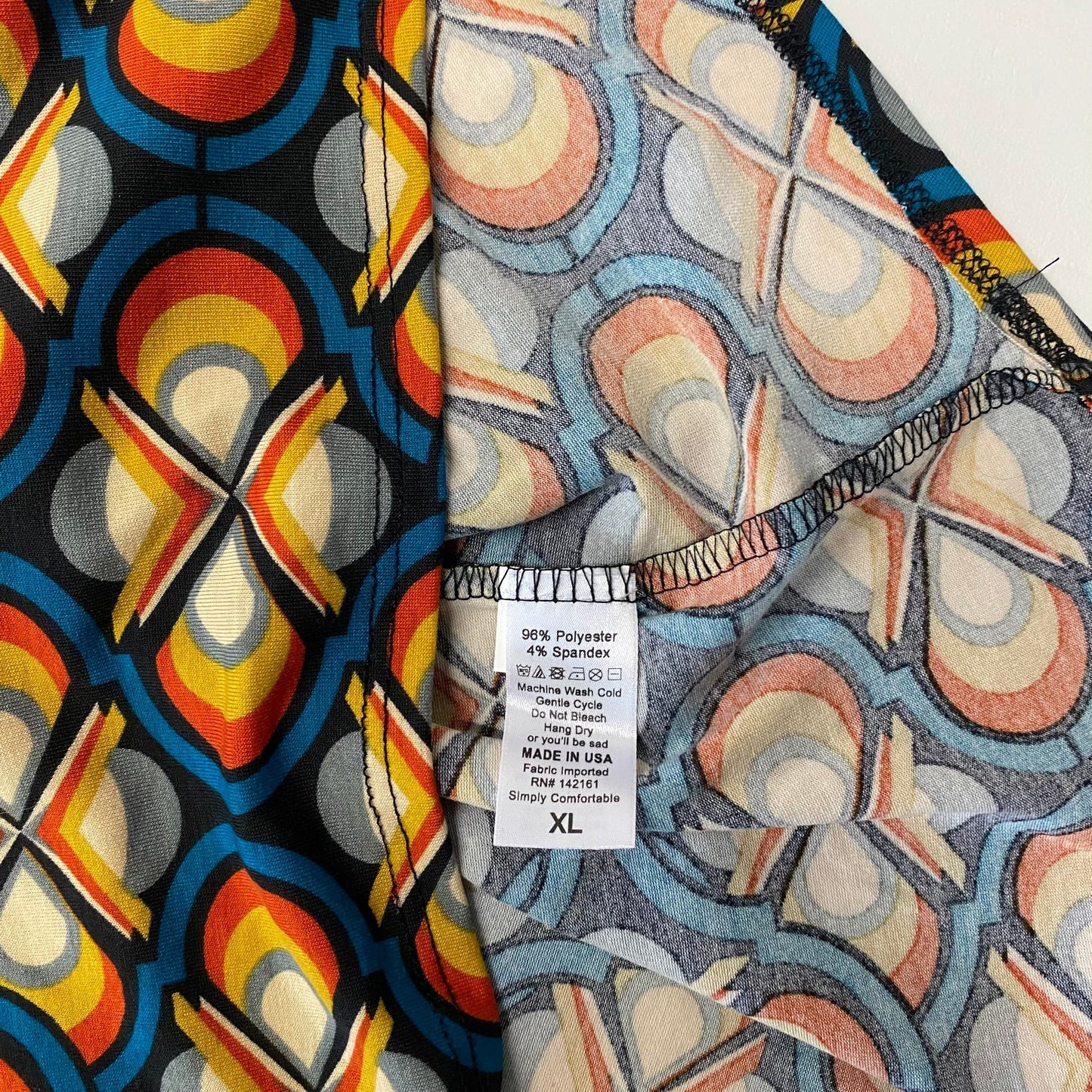 LuLaRoe Womens Size XL Irma Yellow/Orange/Blue Geometric S/s Top NWT