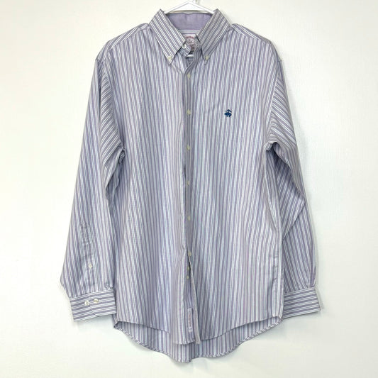 Brooks Brothers | Supima Cotton Striped Button-Down Dress Shirt | Color: Blue/White | Size: M | Pre-Owned