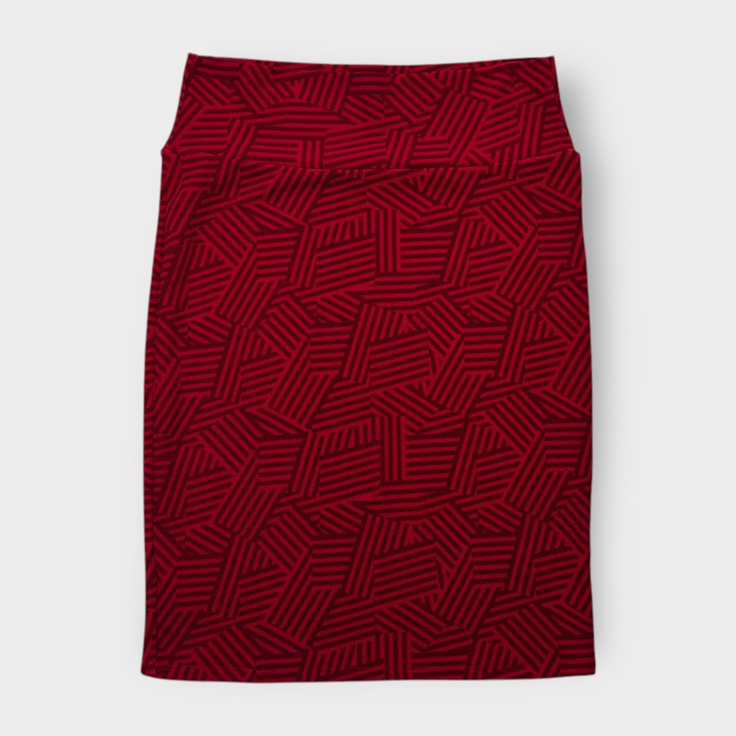 LuLaRoe Cassie Pencil Skirt - Red Thatched Pattern - Size L (12-14) - NWT