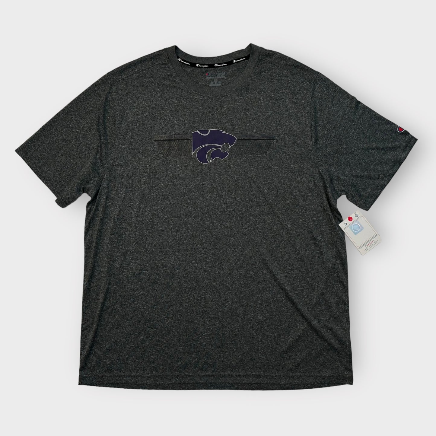 KANSAS STATE WILDCATS S/s Poly T- Shirt | XL | Gray Heathered | Champion | NWT