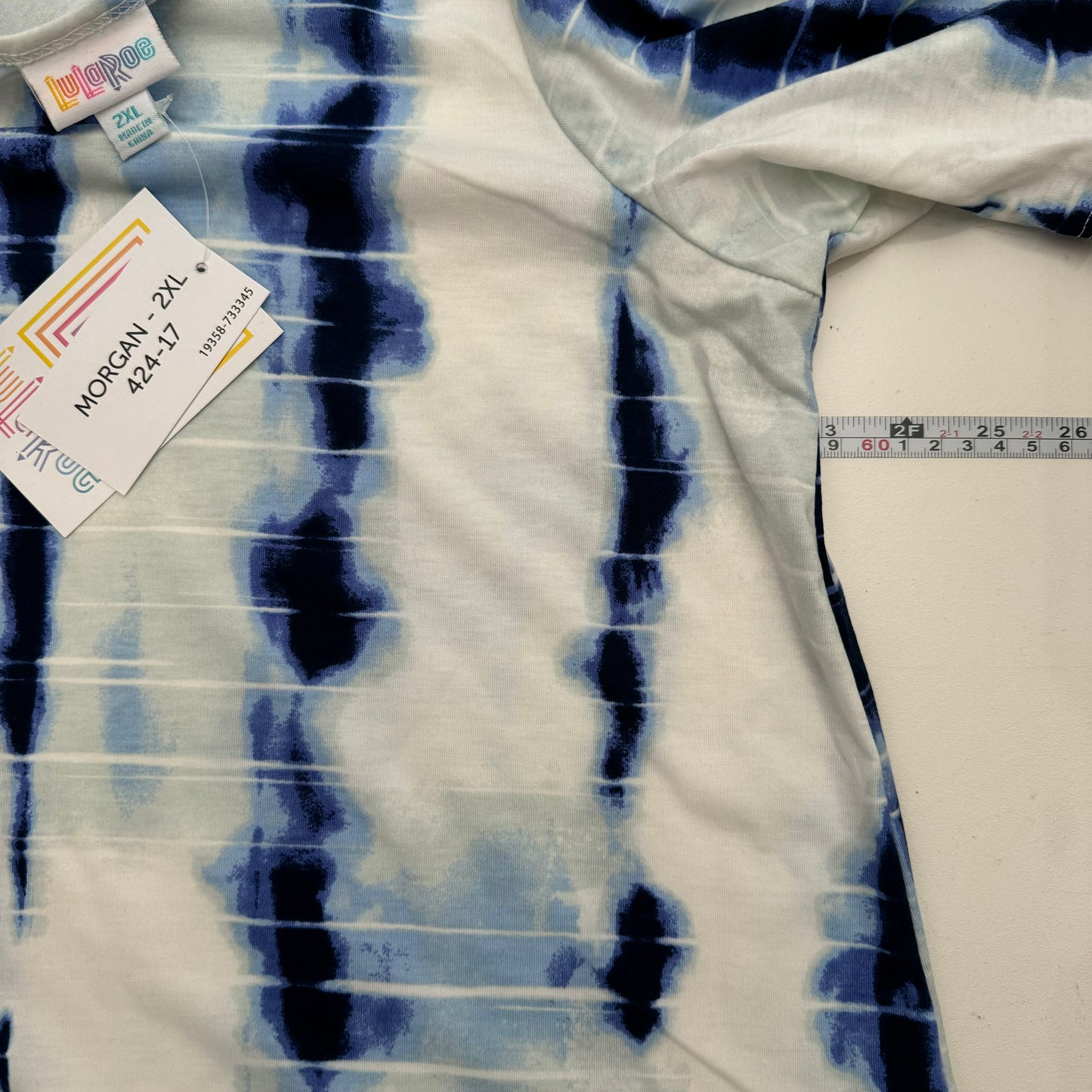 LuLaRoe | Morgan Flare T | 2XL | Blue/White | Tie-Dye | NWT