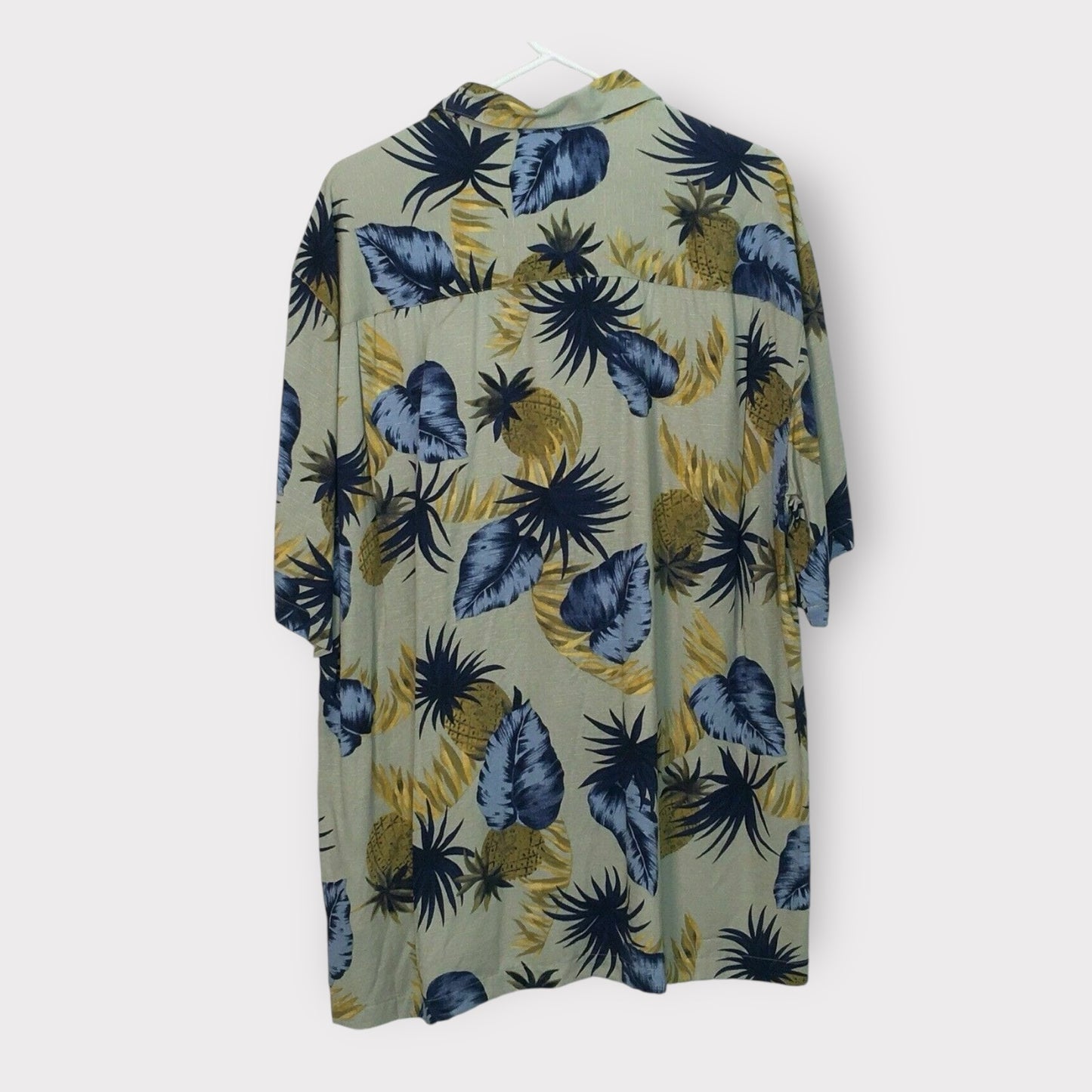 La Cabana Mens Hawaiian Lounge Shirt | Beige | Size XL | Tropical Floral Print | Rayon