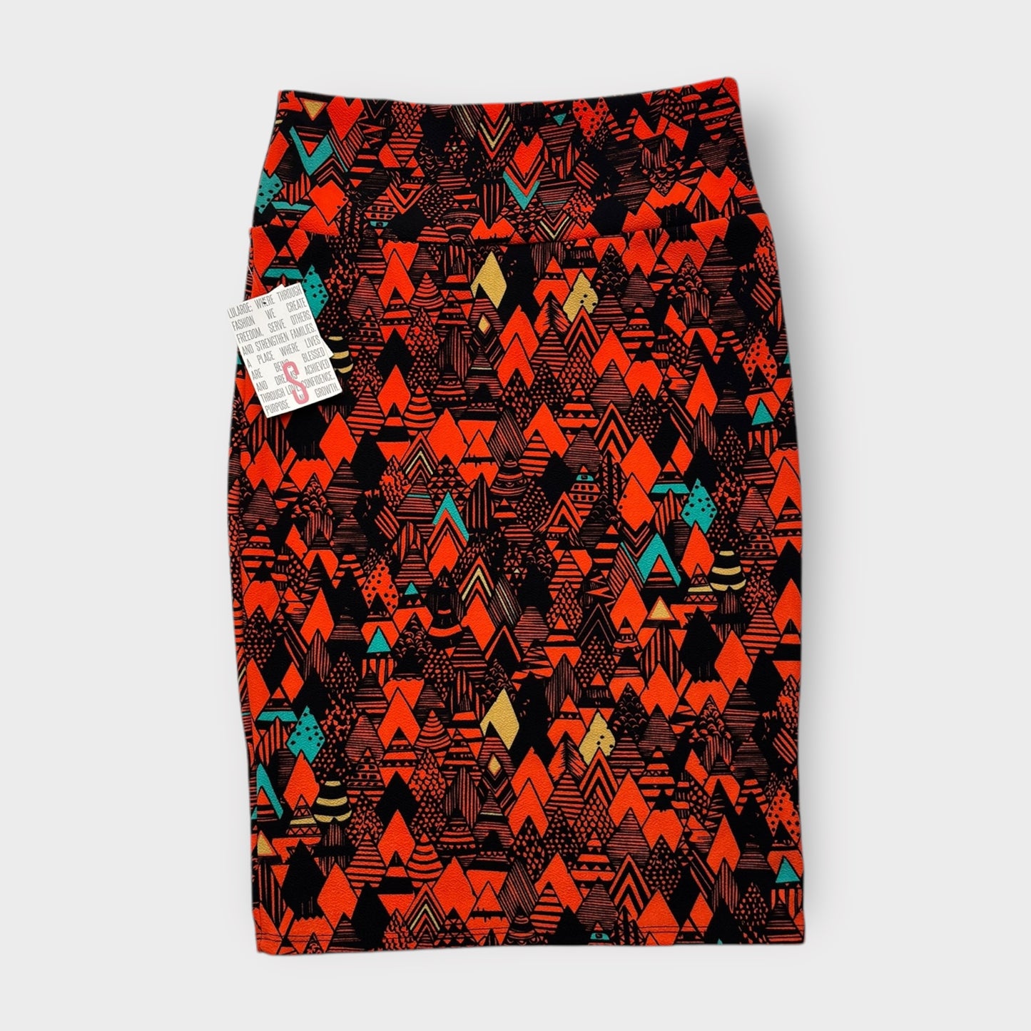 LuLaRoe Cassie Pencil Skirt - Multicolor Orange Tribal - Women's S (6-8) - NWT