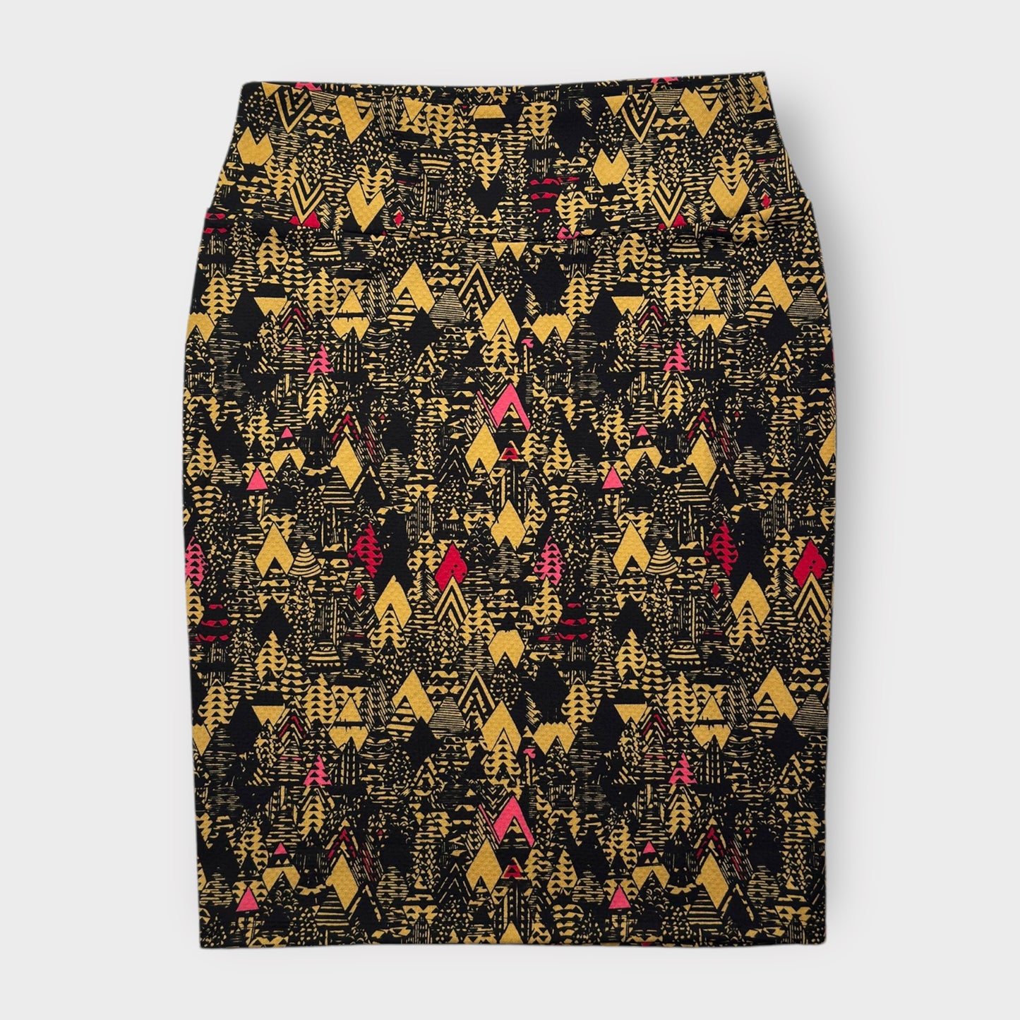 LuLaRoe Cassie Pencil Skirt - Black/Yellow Abstract - Women's L (12-14) - NWT