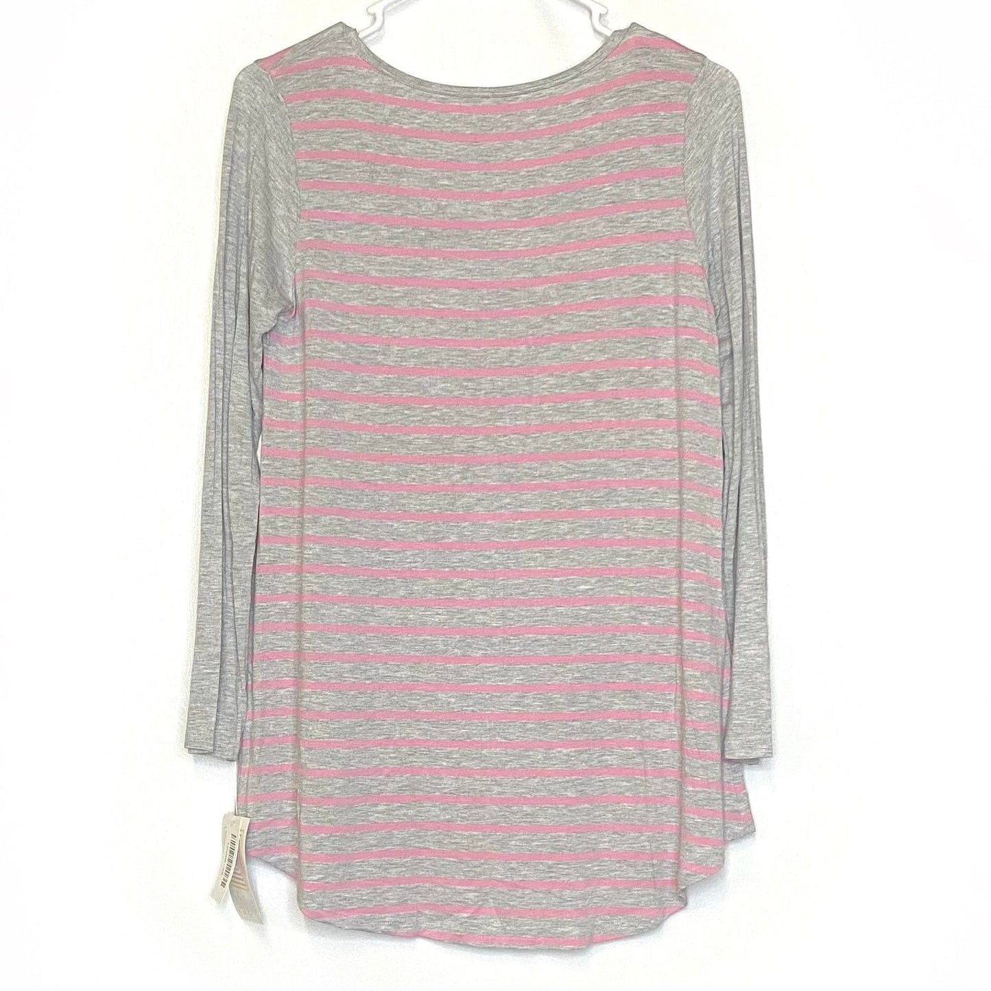 LuLaRoe Womens XS Light Gray/Pale Pink Stripes Lynnae L/s Activewear Top NWT