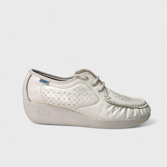 SAS Leather Nursing Lattice SS - Womens Wedge Oxfords | 6 | White | Comfort Shoes | NIB