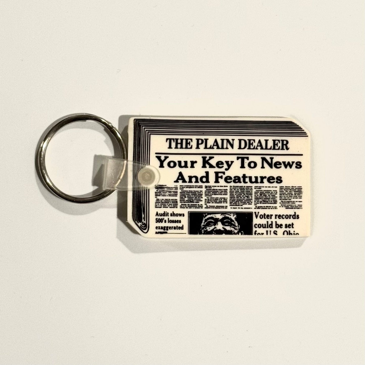 Vintage The Ohio Plain Dealer Newspaper Keychain Key Ring Rubber