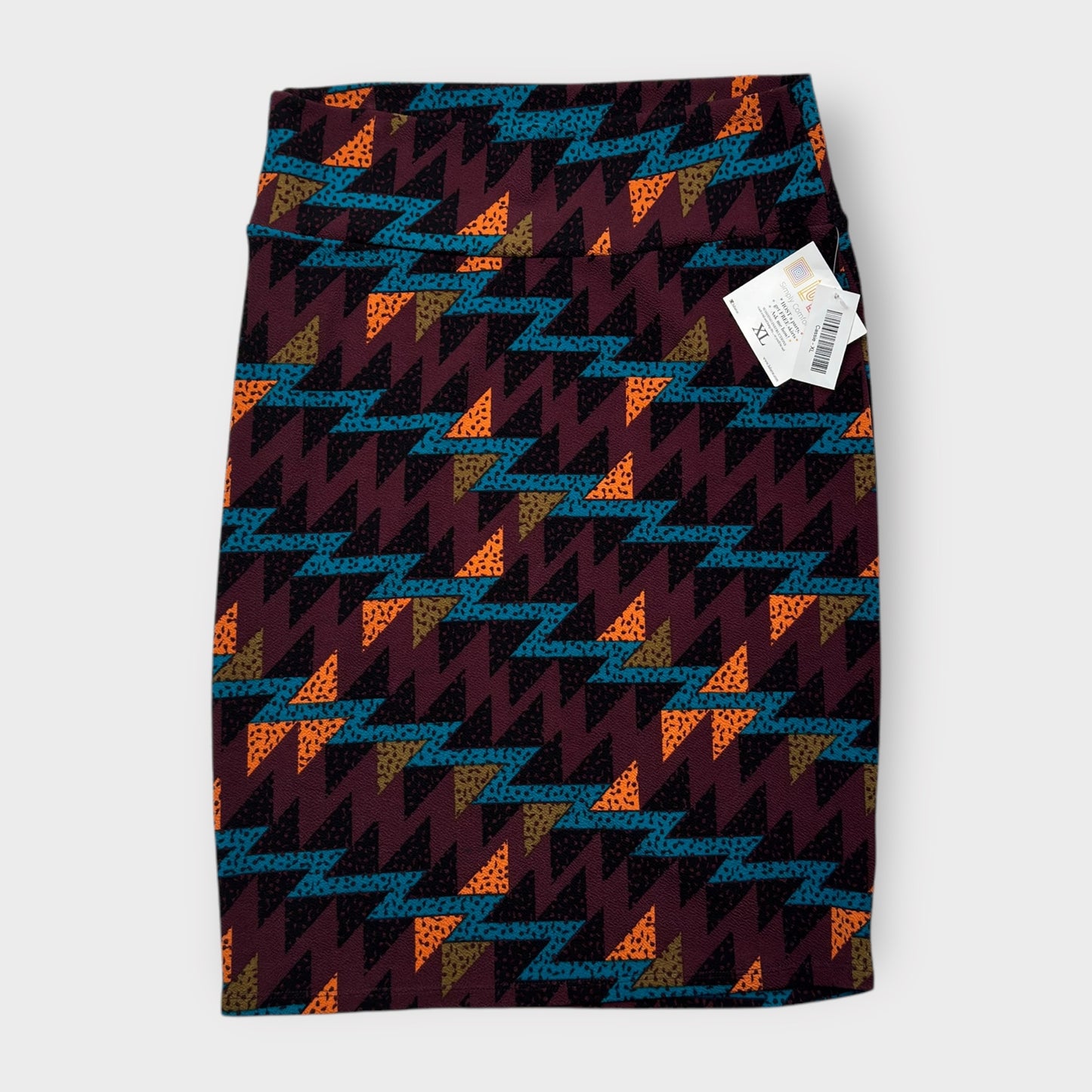 LuLaRoe Cassie Pencil Skirt - Multicolor Geometric Triangle Pattern - Size XL (18-20) - NWT