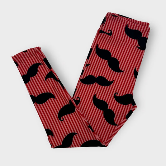 LuLaRoe | Print Leggings | OS (2-10) | Red | Striped/Mustaches | New