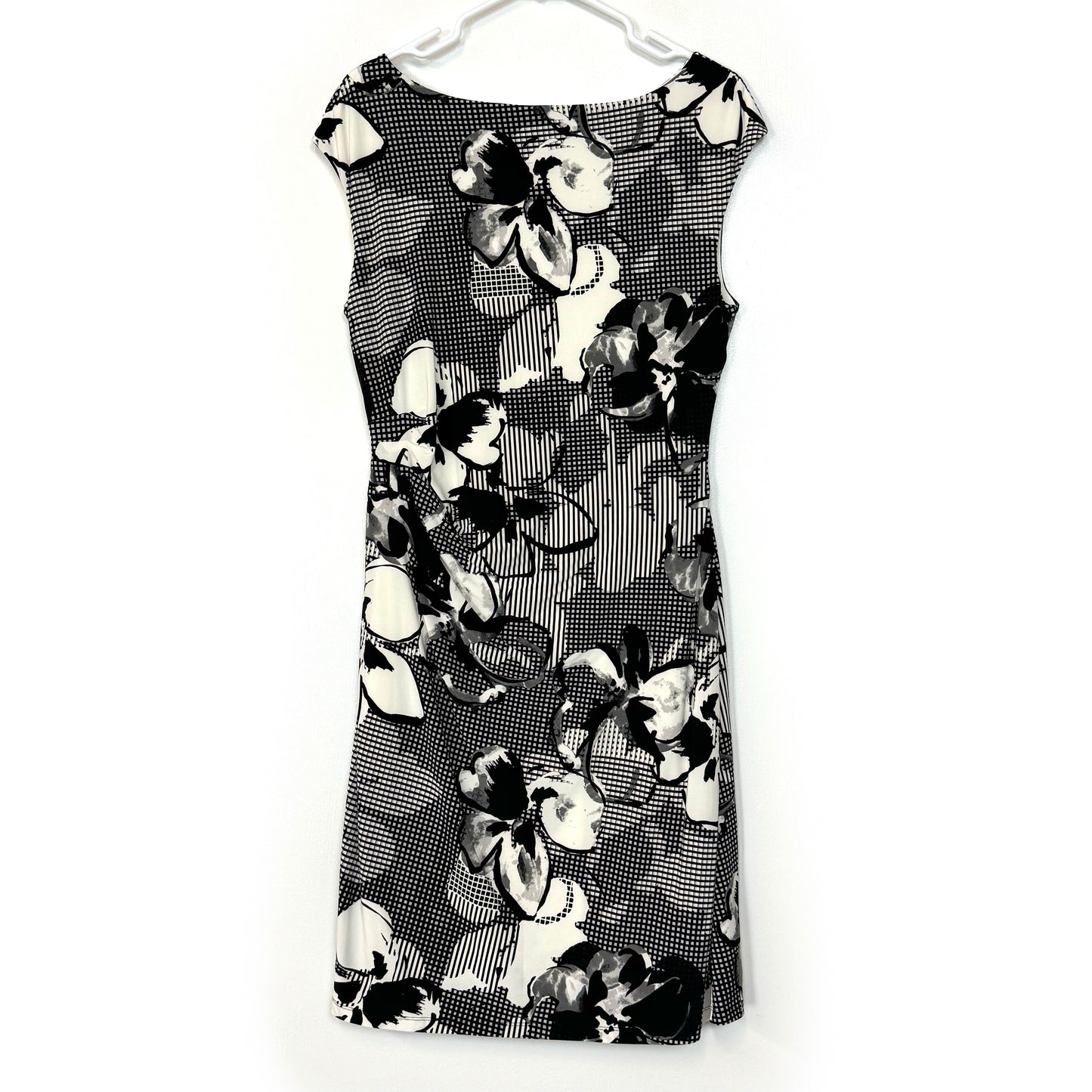 Ralph Lauren | Womens Floral Midi Bodycon Dress | Color: Black/White | Size: 14 | Pre-Owned