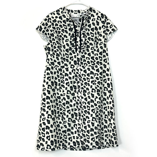 Merona | Womens Leopard Print A-Line Dress | Color: White/Black | Size: 14 | Pre-Owned